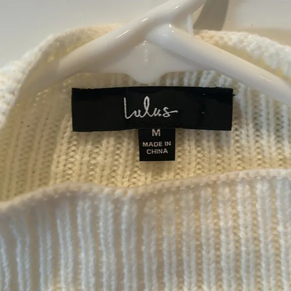 Lulus Confident Poise White Striped Mock Neck Pullover Sweater - Size M - Picture 5 of 8